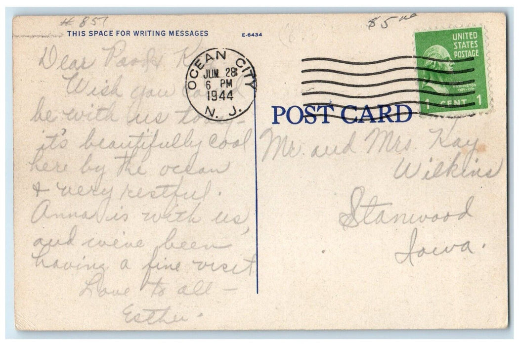 1944 Greetings From Ocean City New Jersey NJ, Multiview Posted Vintage Postcard