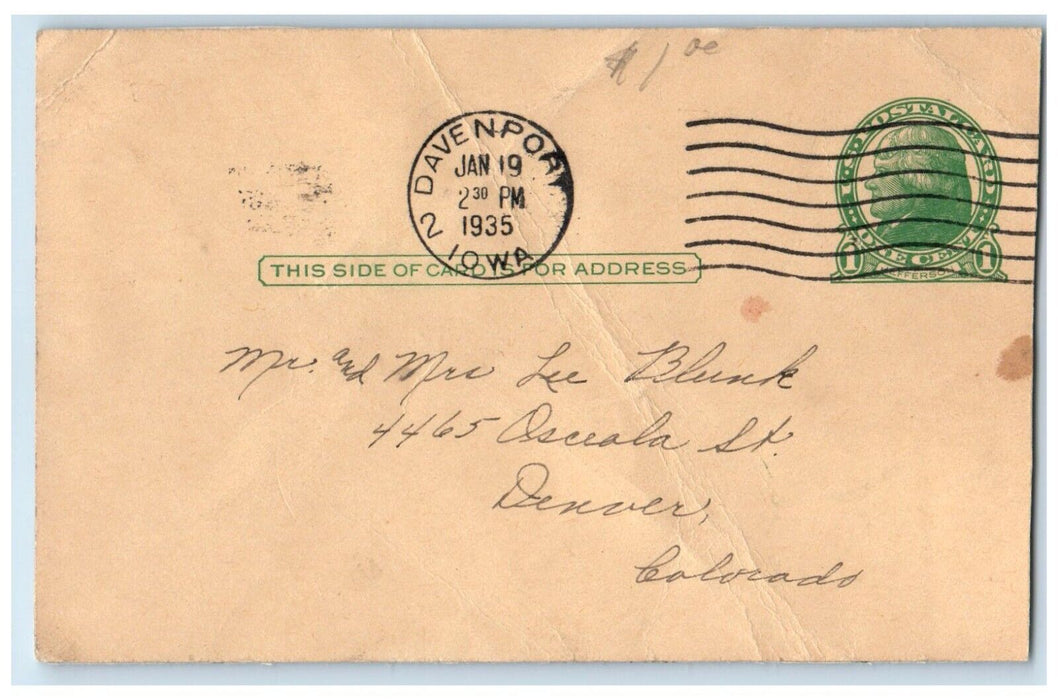 1935 Sixteenth Lawrence Streets Exterior Building Street Davenport Iowa Postcard