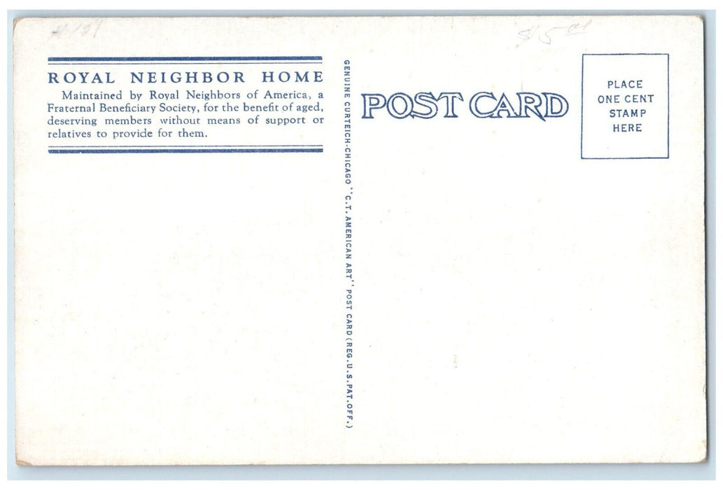 c1940 Royal Neighbor Home Real Home End Road Exterior Davenport Iowa IA Postcard