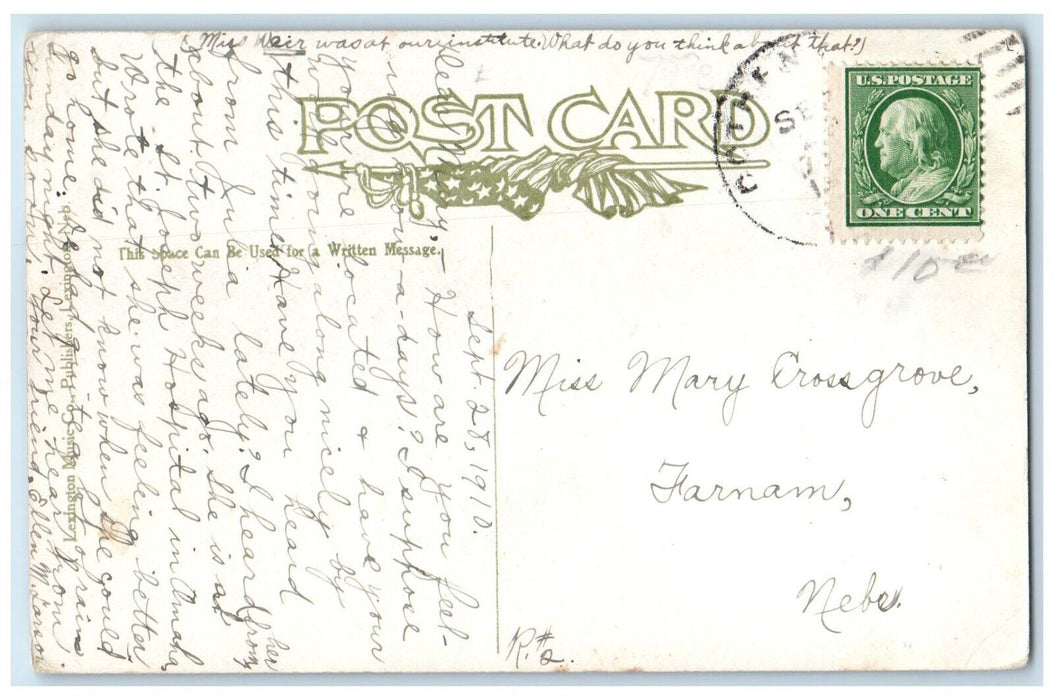 1910 Birds Eye View Of Lexington Nebraska NE Posted Antique Postcard