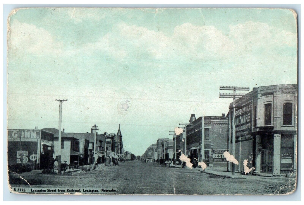c1910's Lexington Street From Railroad Lexington Nebraska NE Antique Postcard