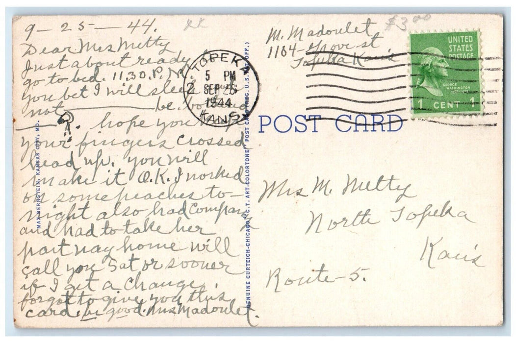 1944 12th Main Looking North Building Kansas City Missouri MO Antique Postcard