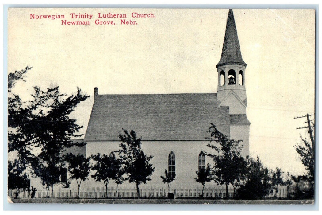 1912 Norwegian Trinity Lutheran Church Newman Grove Nebraska NE Antique Postcard