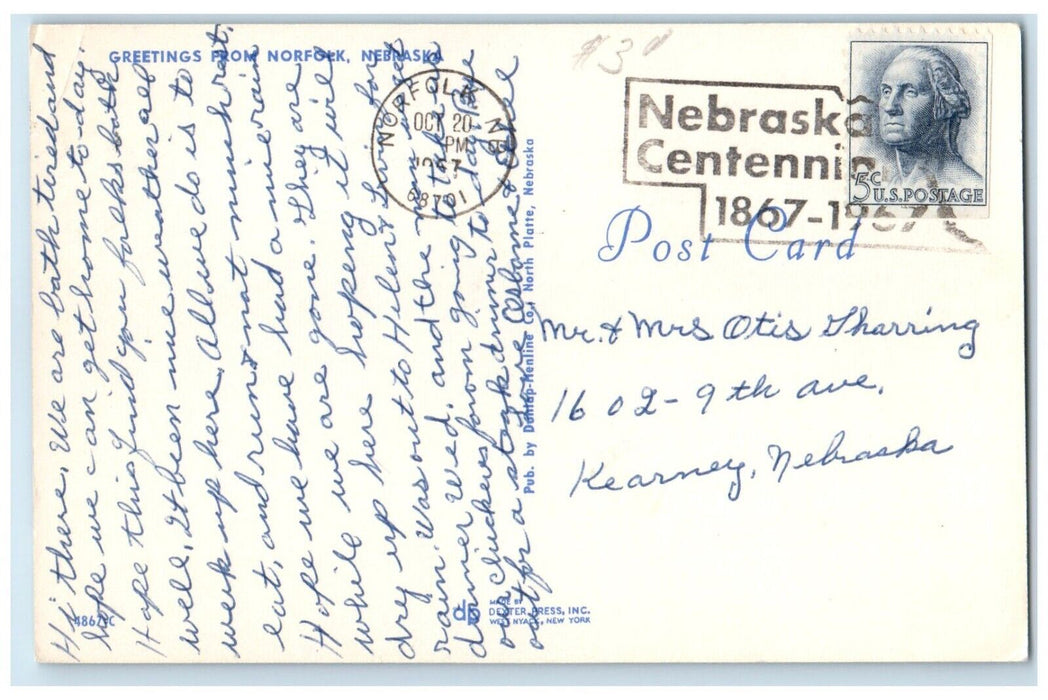 1967 Ta Ha Zouka Park Camp Ground, Greetings From Norfolk Nebraska NE Postcard