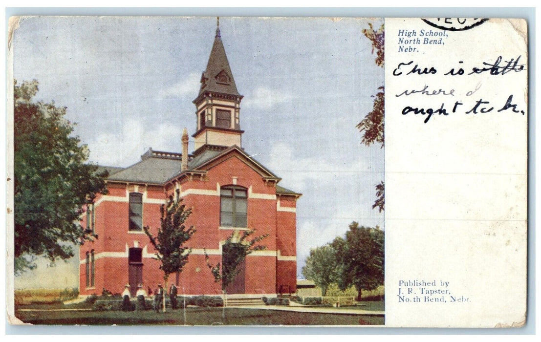 1907 High School Campus Building North Bend Nebraska NE Posted Antique Postcard