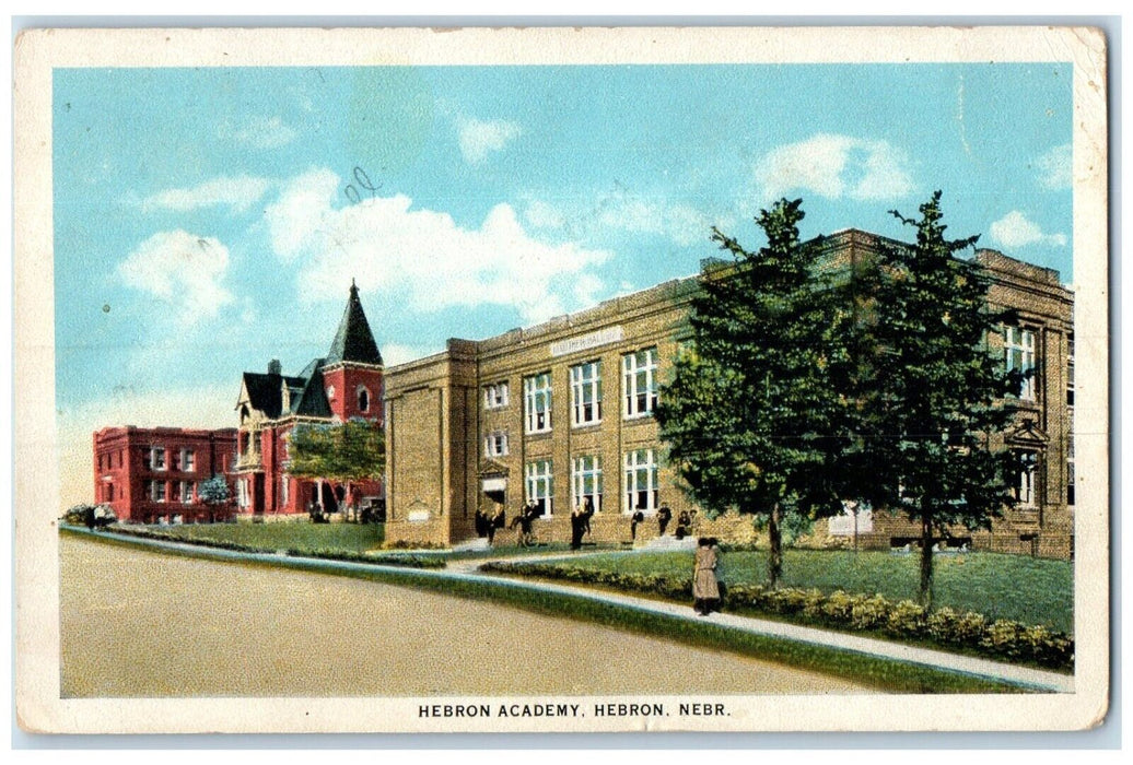 c1930's Hebron Academy Building Hebron Nebraska NE Posted Antique Postcard