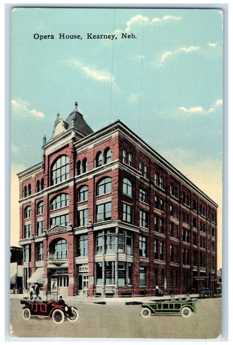 c1910's Opera House Building Cars Street View Kearney Nebraska NE Postcard