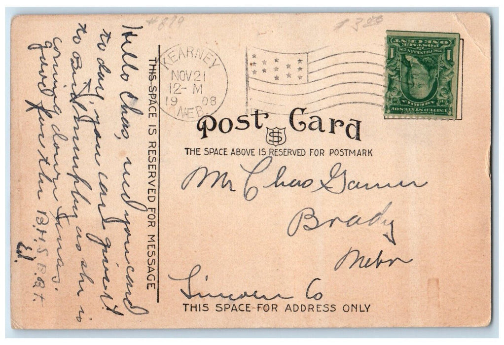 1908 Midway Hotel Building Street View Kearney Nebraska NE Antique Postcard