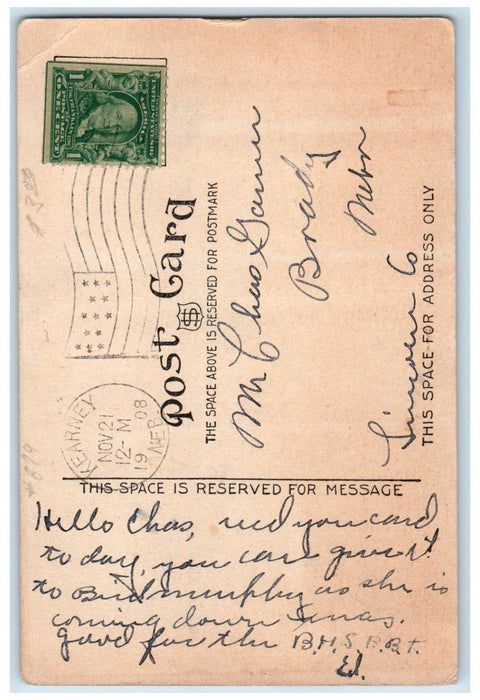 1908 Midway Hotel Building Street View Kearney Nebraska NE Antique Postcard