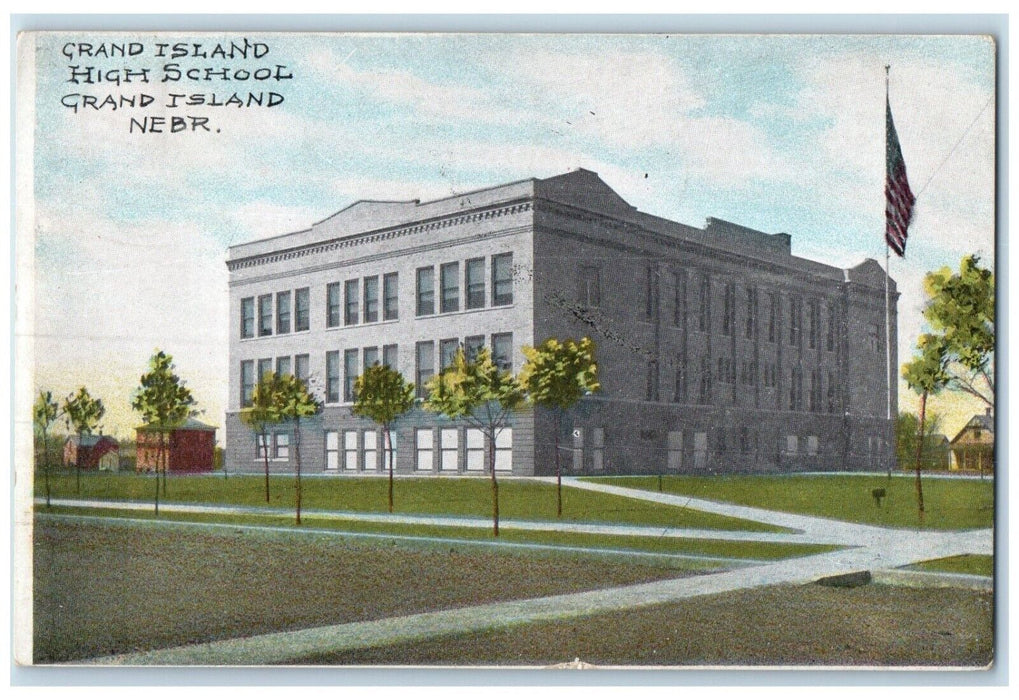 1908 Grand Island High School Building Campus Grand Island Nebraska NE Postcard