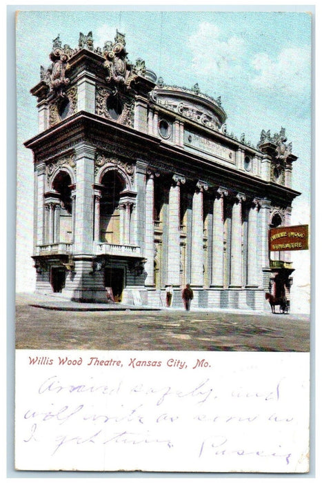 c1905 Willis Wood Theatre Building Kansas City Missouri Vintage Antique Postcard