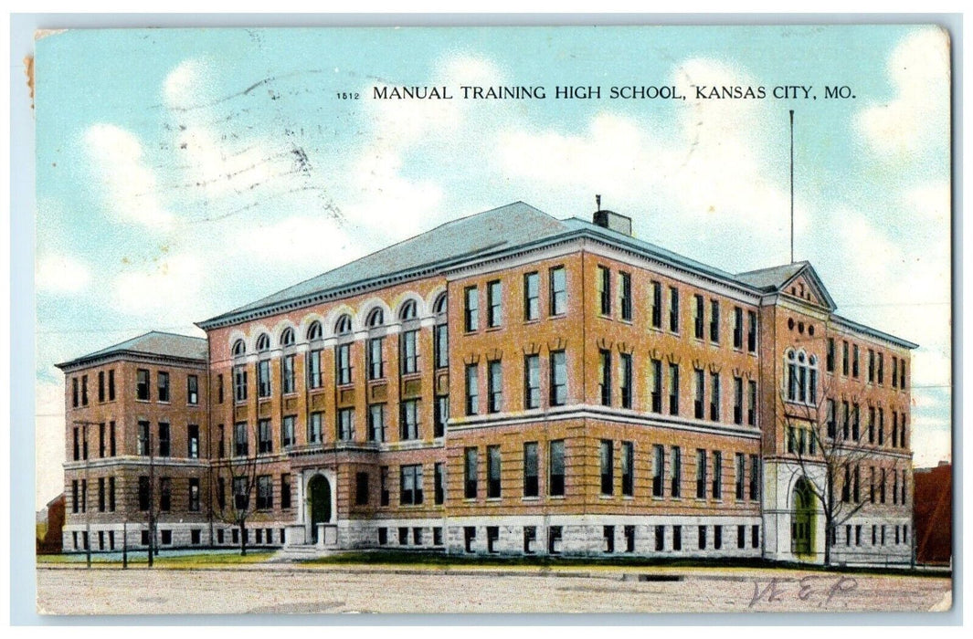 1908 Manual Training High School Building Kansas City Missouri Vintage Postcard
