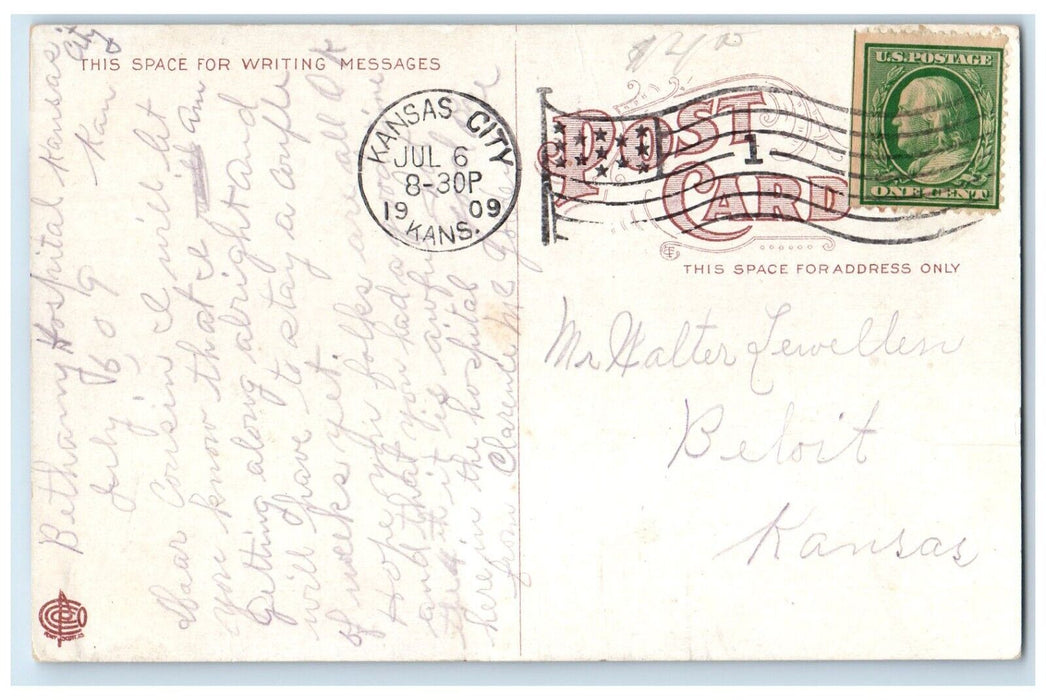 1909 Bethany Hospital Building Kansas City Missouri MO Posted Vintage Postcard