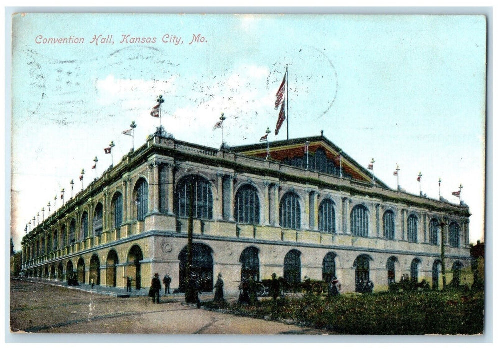 1908 Exterior View Convention Hall Building Kansas City Missouri Posted Postcard