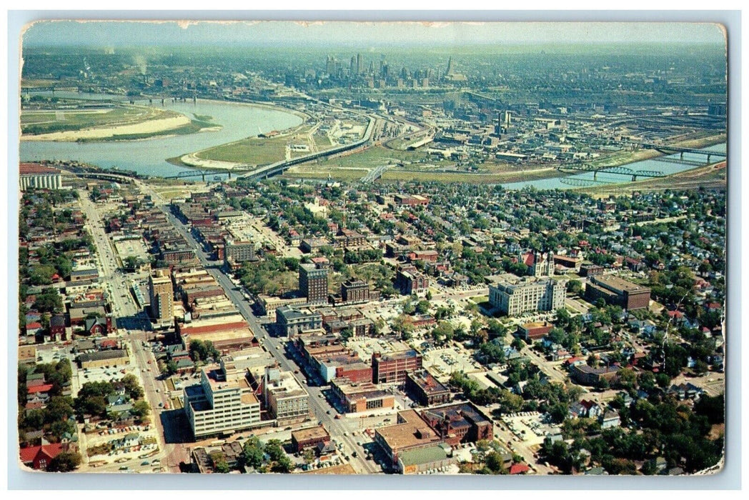 c1960 Aerial View Downtown Brotherhood Building Kansas City Missouri MO Postcard