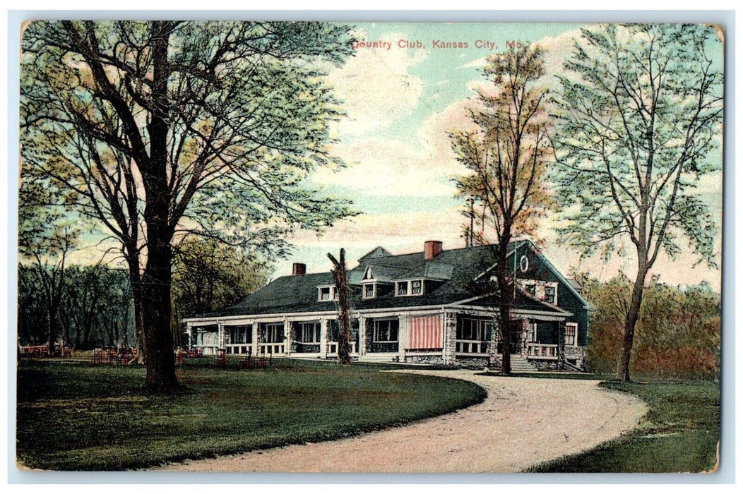 1909 Exterior View Country Club Building Kansas City Missouri MO Posted Postcard