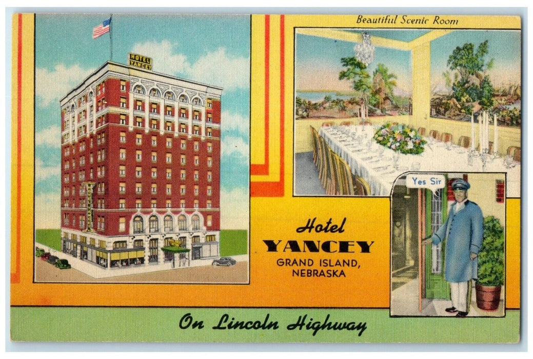 Hotel Yancey Grand Island Nebraska NE, On Lincoln Highway Multiview Postcard