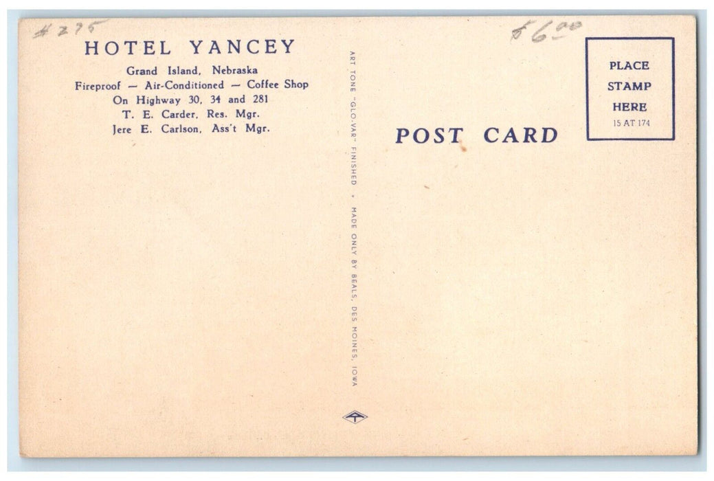 Hotel Yancey Grand Island Nebraska NE, On Lincoln Highway Multiview Postcard