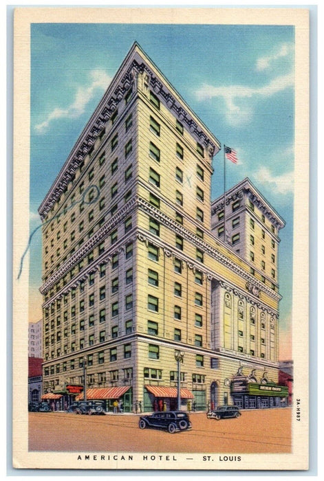 c1930's American Hotel Building Cars St. Louis Missouri MO Vintage Postcard