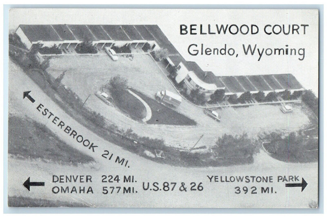 1930 Bellwood Court Road Cars Glendo Wyoming WY Posted Vintage Postcard