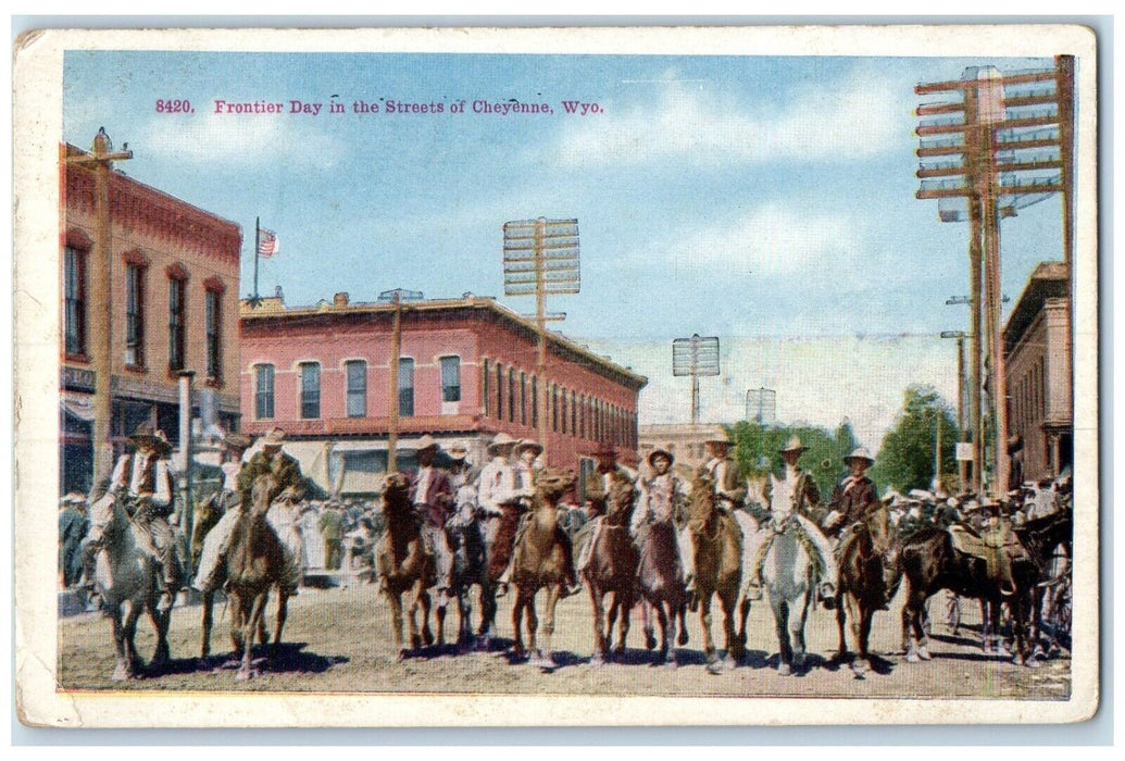c1920's Frontier Day In The Streets Of Cheyenne Wyoming WY Vintage Postcard