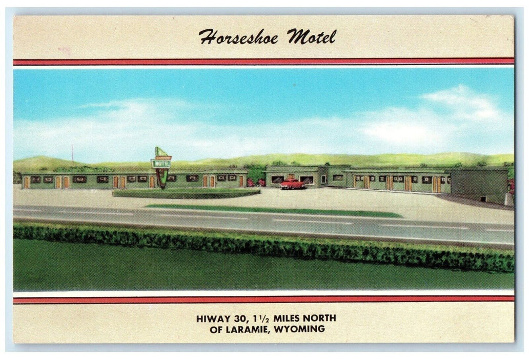 c1930's Horseshoe Motel Hiway 30 Roadside Laramie Wyoming WY Vintage Postcard