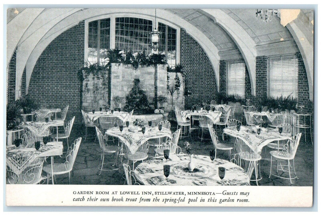 c1940 Garden Room Lowell Inn Restaurant Stillwater Minnesota MN Vintage Postcard