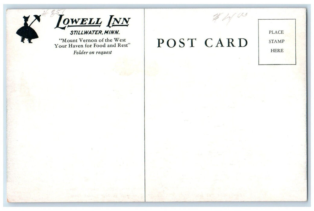 c1940 Garden Room Lowell Inn Restaurant Stillwater Minnesota MN Vintage Postcard