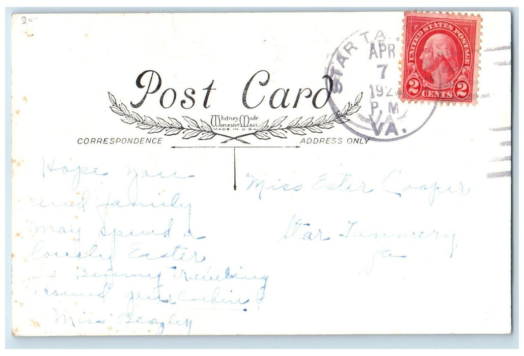 1920 Easter Greeting Anthropomorphic Rabbit Bonnet Pipe Berry Antique Postcard