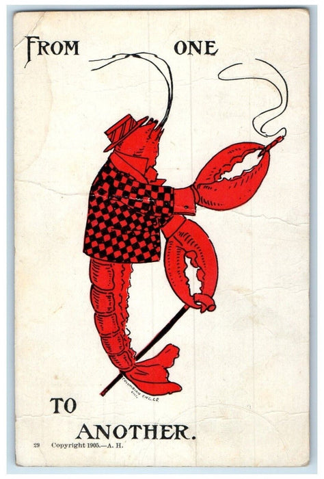 c1905 Lobster Smoking Tattoo From One To Another Dixon Illinois IL Postcard
