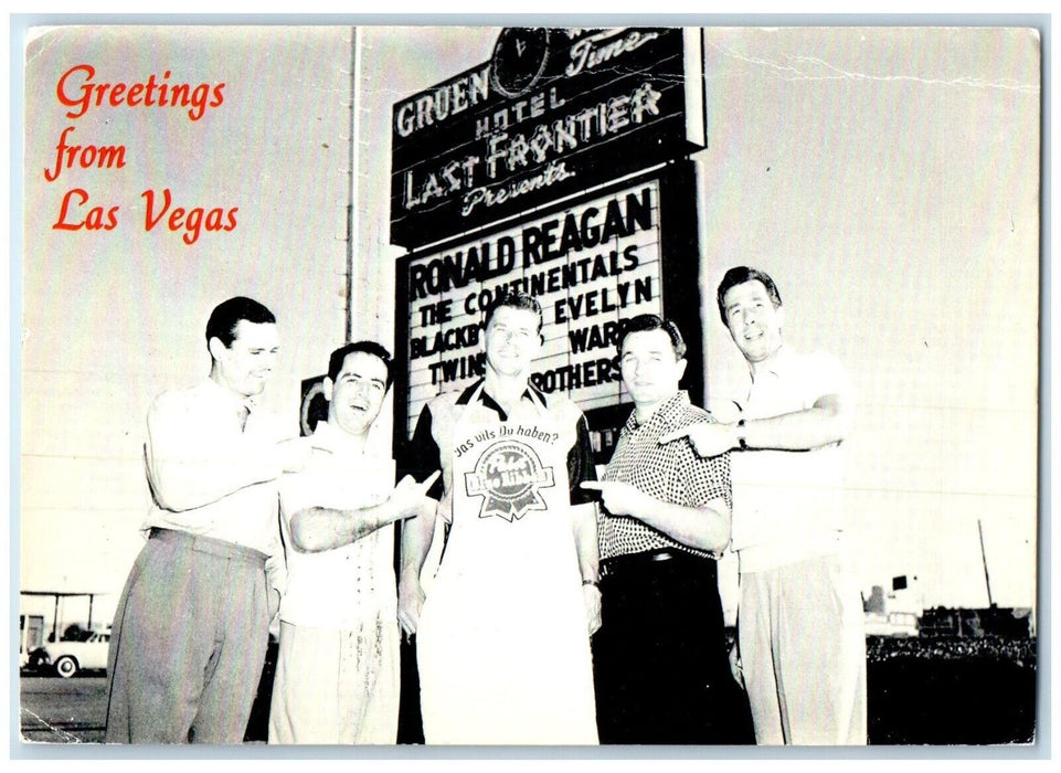 Greetings From Las Vegas Ronald Reagan Gruen Time Hotel Last Frontier Postcard