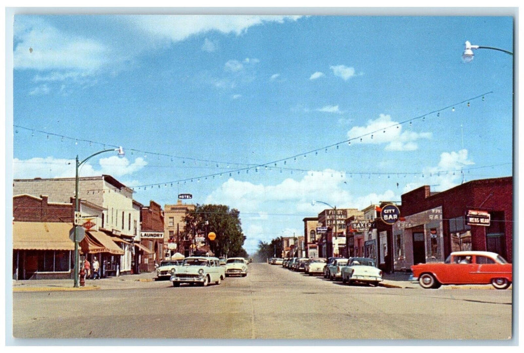 c1960 Looking East Maine St. Highway Road Street Cass Lake Minnesota MN Postcard