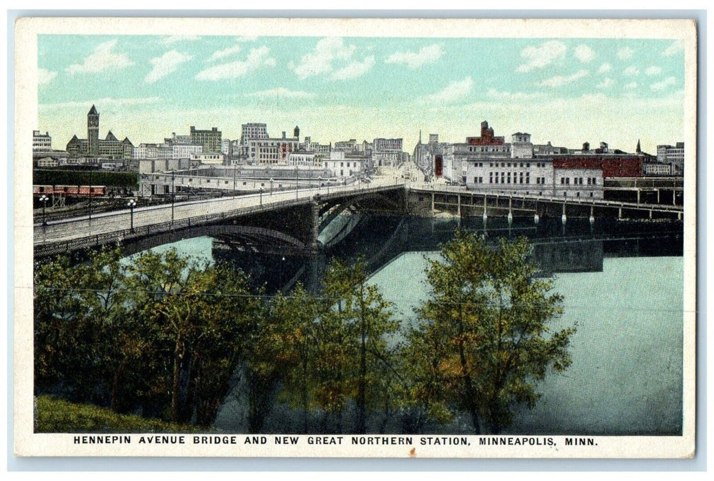1925 Hannepin Avenue Bridge Northern Station Minneapolis Minnesota MN Postcard