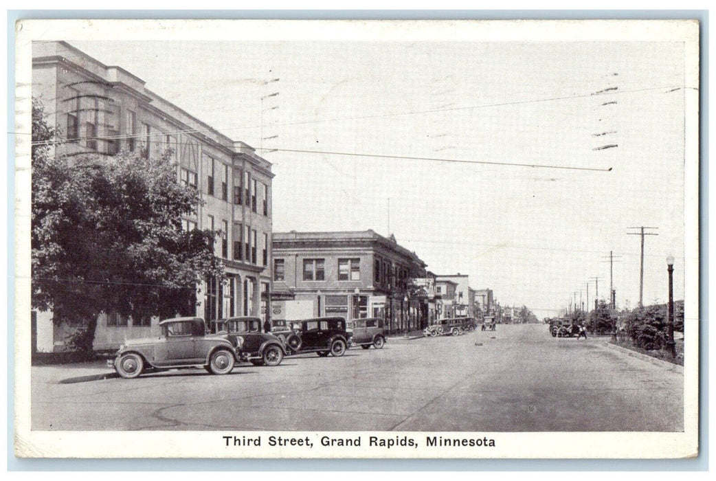 1937 Third Street Classic Cars Exterior Building Grand Rapids Minnesota Postcard