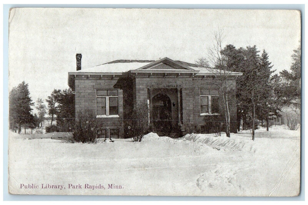1920 Public Library Exterior Building Park Rapids Minnesota MN Vintage Postcard