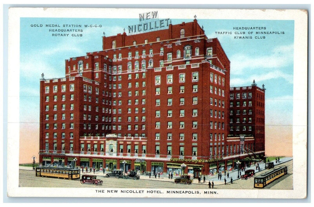 c1920 New Nicollet Hotel Exterior Building Street Minneapolis Minnesota Postcard