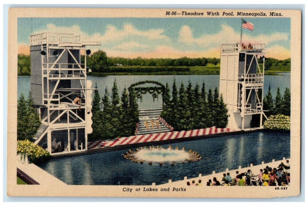 c1940 Theodore Wirth Pool City Lakes And Parks Minneapolis Minnesota MN Postcard