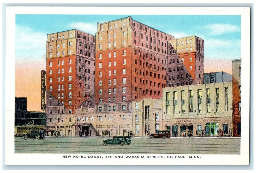 c1920 New Hotel Lowry 4th Wabasha Streets Exterior St. Paul Minnesota Postcard