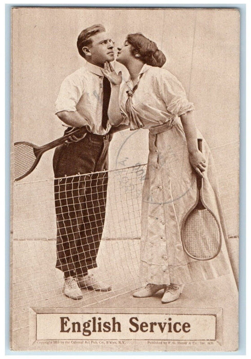 1910 Couple Romance English Service Chelsea South Dakota SD Antique Postcard