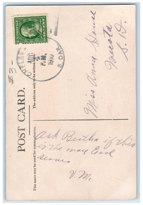 1910 Couple Romance English Service Chelsea South Dakota SD Antique Postcard