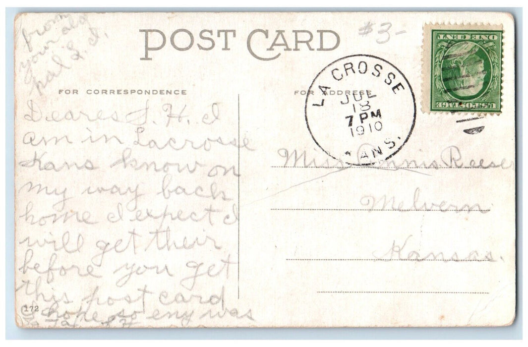 1910 Sweet Couple Romance Kissing The Navy Doing His Duty La Crosse KS Postcard