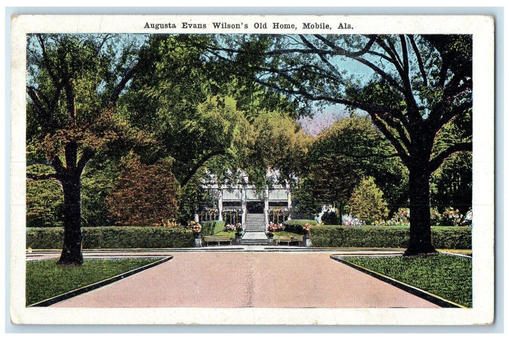 1920 Augusta Evans Wilson's Old Home Exterior Mansion Mobile Alabama AL Postcard