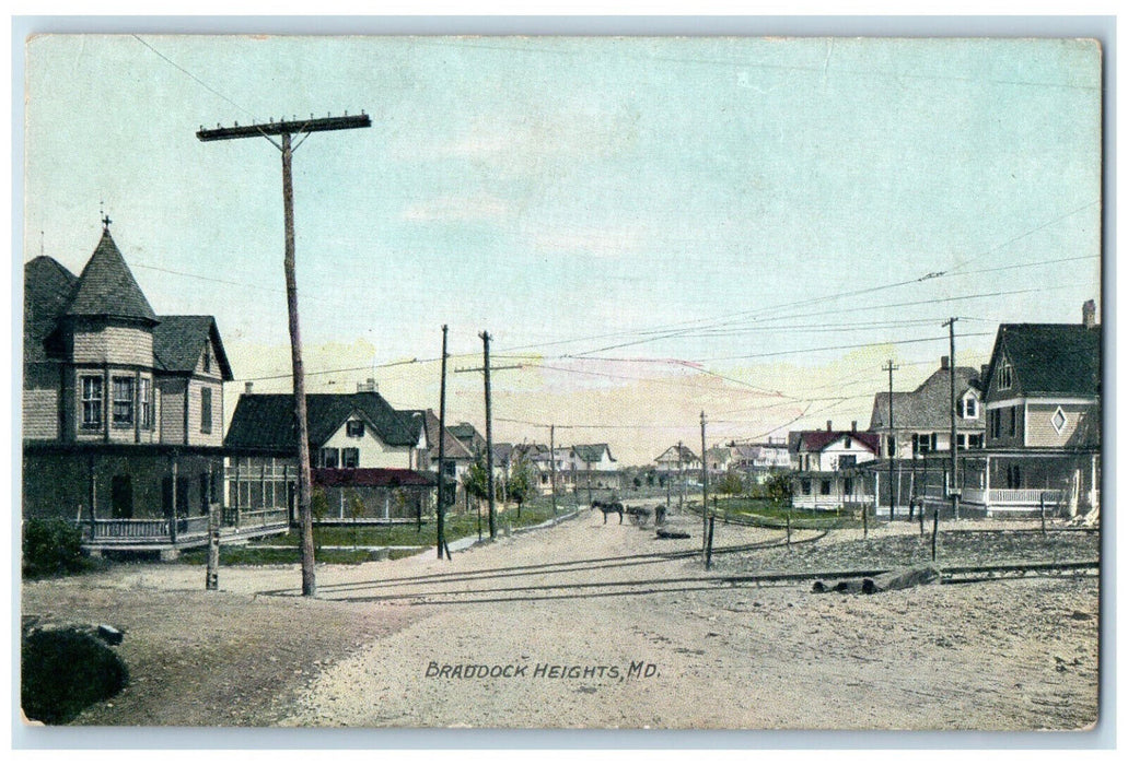 c1910 Railway Road Houses in Braddock Maryland MD Antique Posted Postcard