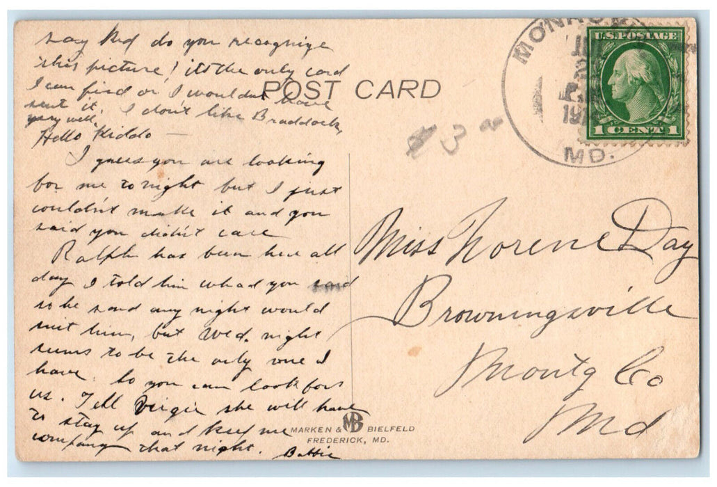 c1910 Railway Road Houses in Braddock Maryland MD Antique Posted Postcard