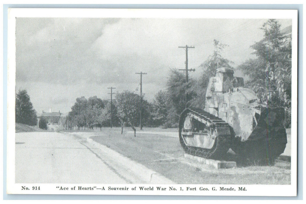 c1920's Ace of Hearts A Souvenir of World War 1 Meade Maryland MD Postcard