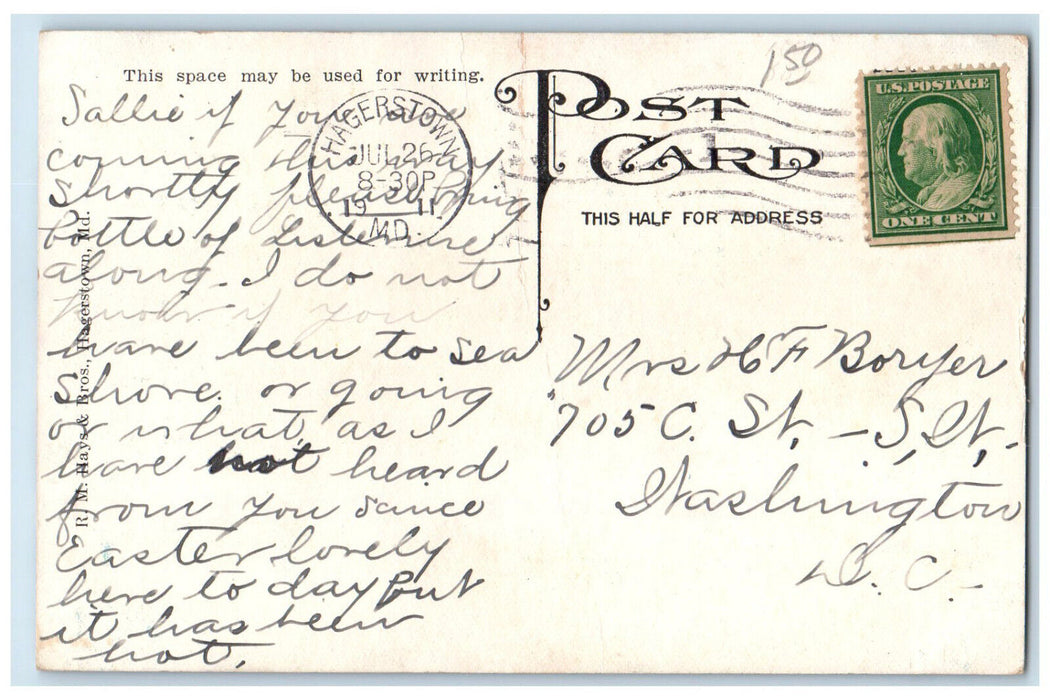 1911 View of Spanish Cannon Hagerstown Maryland MD Antique Posted Postcard