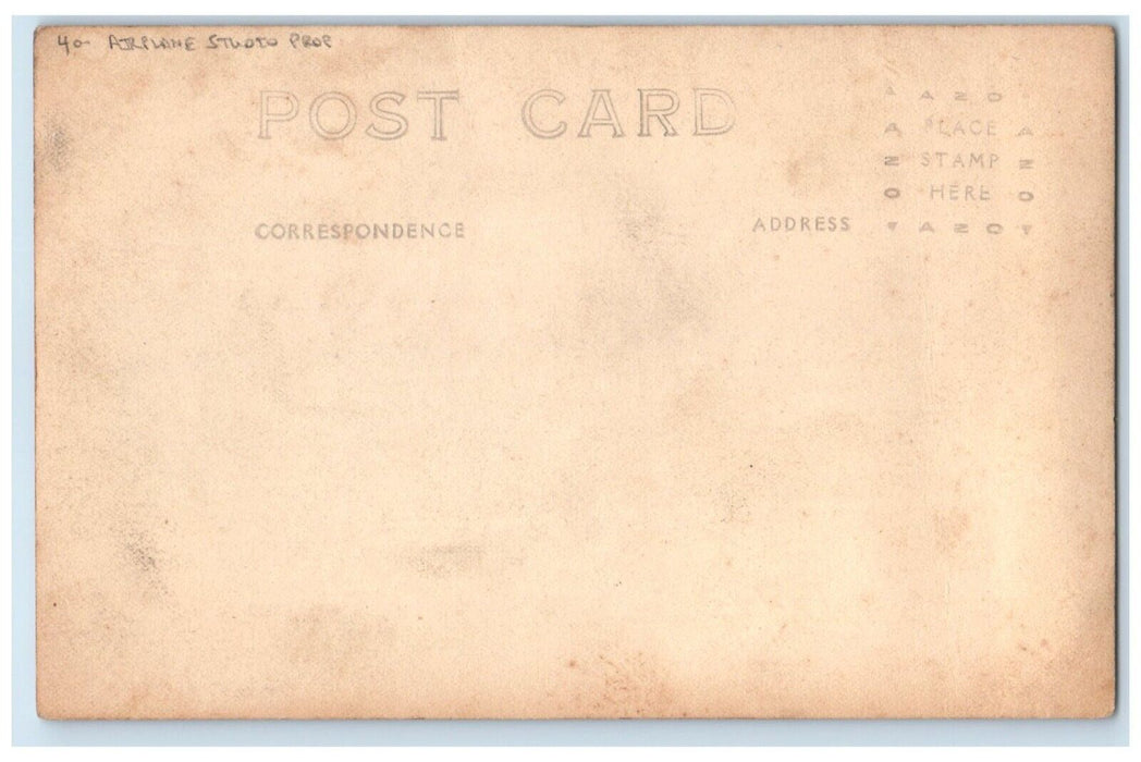 c1910's Airplane Studio Prop Woman Atlantic City RPPC Photo Antique Postcard