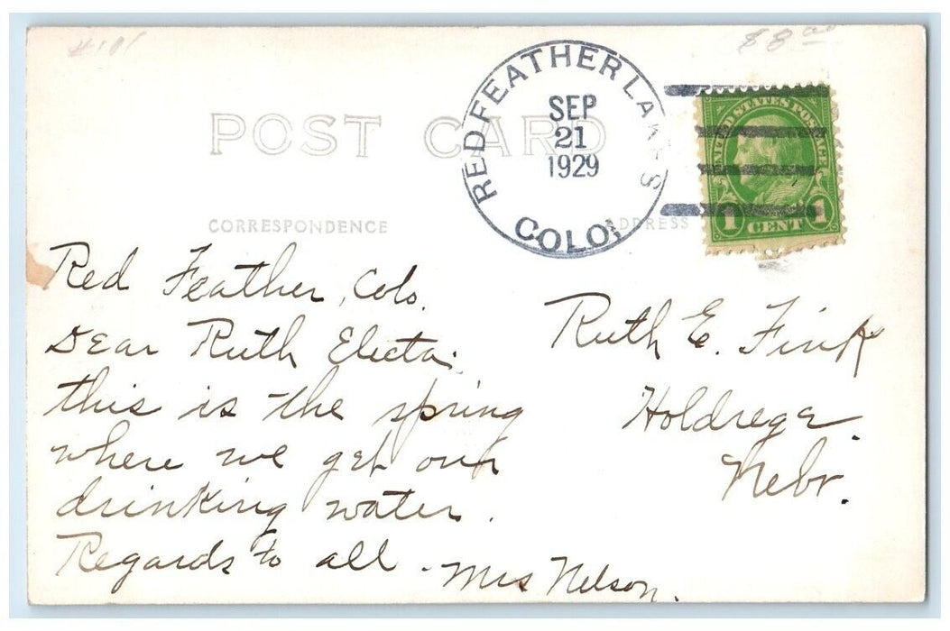 1929 Hiawatha Lake View Red Feather Colorado CO RPPC Photo Posted Postcard