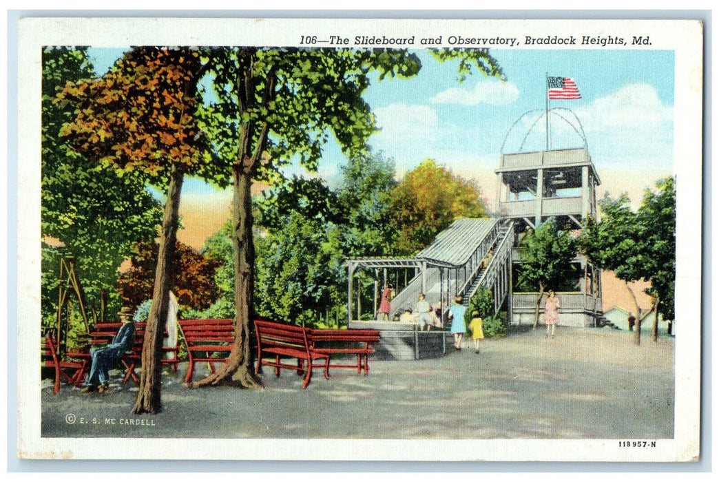 1948 The Slideboard and Observatory Braddock Heights Maryland MD Postcard