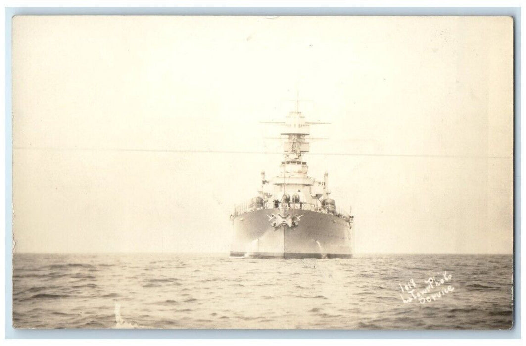 c1920's US Navy USS Colorado Leaving Camden New Jersey NJ RPPC Photo Postcard
